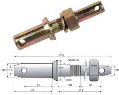 Paar Unterlenkerbolzen Gerätebolzen Kat. 3 + 2 doppelt Unterlenker Schlepper