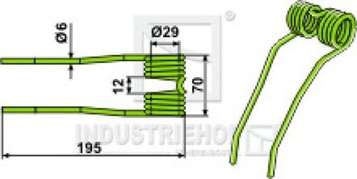 Pick-up Zinken 195-70-6 mm für Claas - Feldhechsler, Ballenpresse, - Farbe Grün