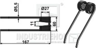 Pick-Up Ladewgenzinken L 167- B 60- D5,5 mm für Deutz-Fahr - Farbe Schwarz / Best.-