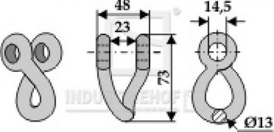 Schäkel gedreht 63-TUR-72 passend für Müthing Mulcher