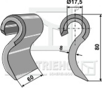 Schlegelmesser Mulchermesser 75 x 60 x 8 mm63-IND-235 passend Mulag