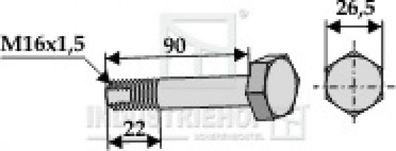 Schraube M16 X1.5 X 90 SW27 mm für Howard Mulcher