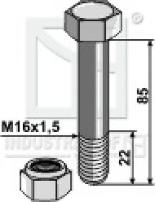 Schraube mit Mutter 63-1685 passend für Müthing Mulcher