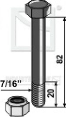 Schraube mit Mutter 63-71682 7/16" X 82mm 10.9 passend für Mulag Mulcher