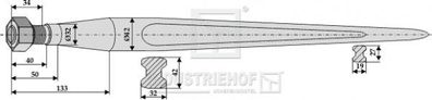 Schwerlastzinken L 1000 mm Gewinde M28X1.5 Profil - Doppel - T