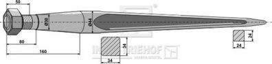 Schwerlastzinken/L. 810mm Gew. M30x2 Profil/Vierkant 34/34mm