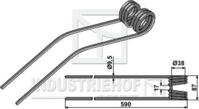 Turboschwaderzinken L x B x S: 590 x 87 x 9,5 mm für Fella Geräte / Farbe: Schwarz