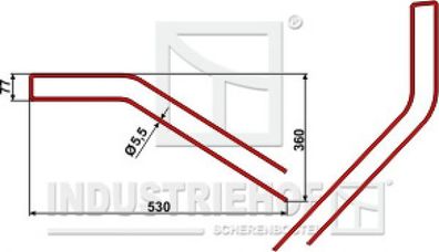 Wirbelschwaderzinken 530-360-5.5 mm für Claas - Farbe Rot / Best.-Nr. 15-CLA-16