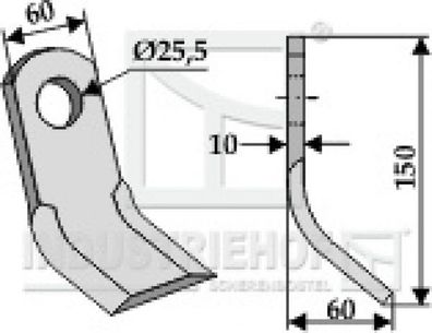Y-Messer Mulchmesser 63-AGM-01 150 x 60 x 10 mm passend für Maschio Mulcher