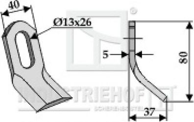 Y-Messer Mulchmesser 63-MAL-24 passend für Kverneland (Maletti)