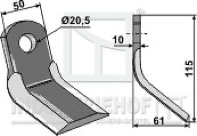 Y-Messer Mulchmesser 63-MAS-70 115 x 50 x 10 mm passend für Maschio Mulcher