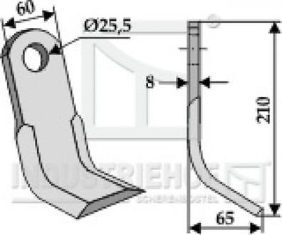 Y-Messer Mulchmesser 63-MAS-54 210 x 60 x 8 mm passend für Maschio Mulcher