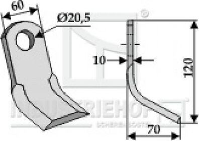 Y-Messer Mulchmesser 63-ZAP-03 120x 60 x 10 mm passend für Maschio Mulcher