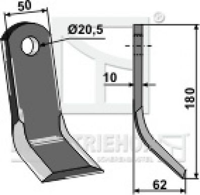 Y-Messer Mulchmesser 63-ZAP-08 180 x 50 x 10 mm passend für Maschio Mulcher