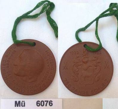 DDR Porzellan Medaille 750 Jahre Schleiz 1232-1982