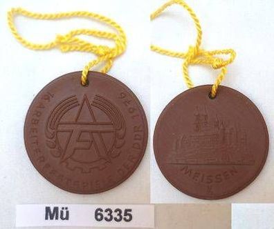 DDR Porzellan Medaille 16. Arbeiterfestspiele der DDR 1976