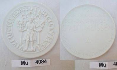 weisse DDR Porzellan Medaille für die Erhaltung der Stadt Meissen 1989