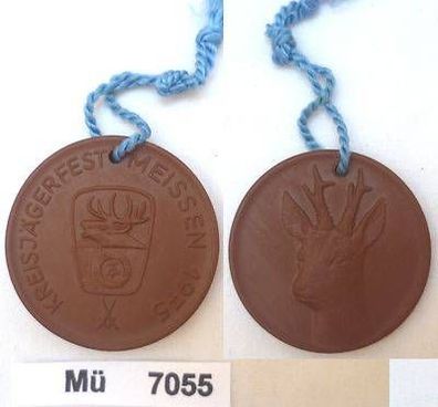 DDR Porzellan Medaille Kreisjägerfest Meissen 1975