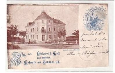 29214 Ak Gruß aus Bäckerei & Café Emil Weinrich Colmitz am Bahnhof 1899