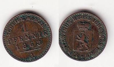 1 Pfennig Kupfer Münze Reuss jüngere Linie 1868 A