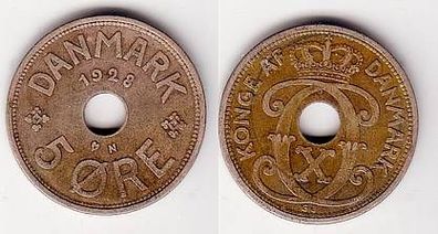 5 Öre Kupfer Münze Dänemark 1928