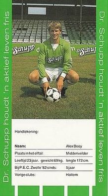 Alex Booy P.E.C Zwolle 1984-85 Autogrammkarte + A21325