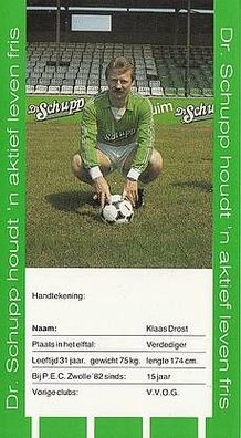 Klaas Drost P.E.C Zwolle 1984-85 Autogrammkarte + A21312