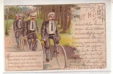 52711 Humor Reim Ak Radfahrer "All Heil!" 1904