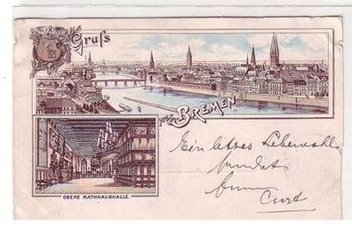 52947 Ak Lithographie Gruss aus Bremen 1895