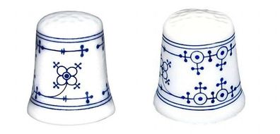 2er Set- Porzellan- Fingerhut- indisch blau- Strohblume