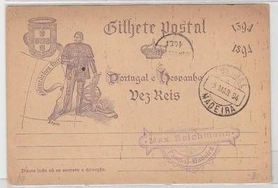 45412 seltene Ganzsachenkarte Portugal Funchal Madeira 1894