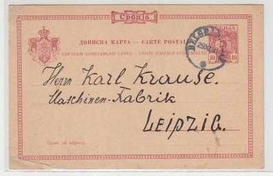 47520 seltene Ganzsachenkarte Serbien Belgrad nach Leipzig 1901
