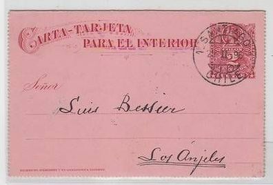 50782 seltene Ganzsachenkarte Chile Santiago nach Los Anjeles 1896