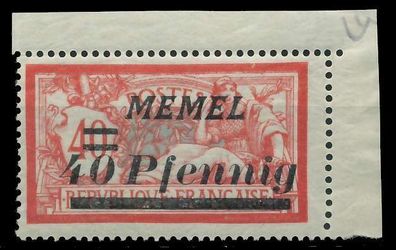 MEMEL 1922 Nr 60 postfrisch ECKE-ORE X887916