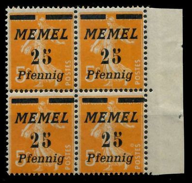 MEMEL 1922 Nr 58 postfrisch Viererblock SRA X88798E