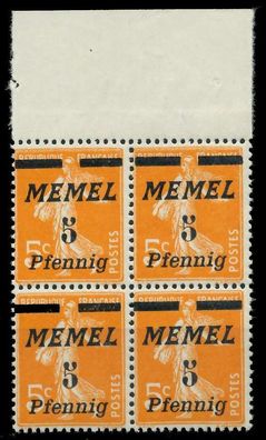 MEMEL 1922 Nr 52 postfrisch Viererblock ORA X8879F2