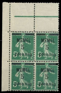 MEMEL 1920 Nr 18b postfrisch Viererblock ECKE-OLI X887CD6