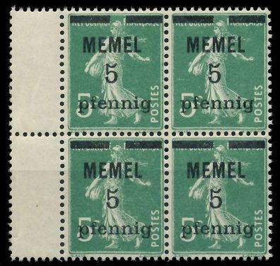 MEMEL 1920 Nr 18b postfrisch Viererblock SRA X887D32