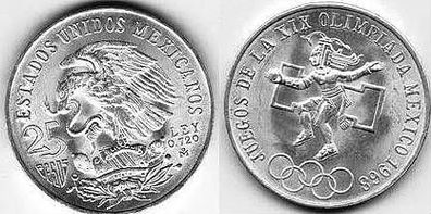 Mexico Olympiada 1968 (Olympische Spiele 1968) 25 Pesos, ca. 18 g, ca. 38 mm Durchmes