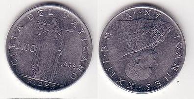 100 Lira Stahl Münze Vatikan 1962 vz