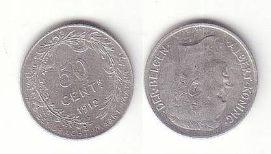 50 Centimes Silber Münze Belgien 1912