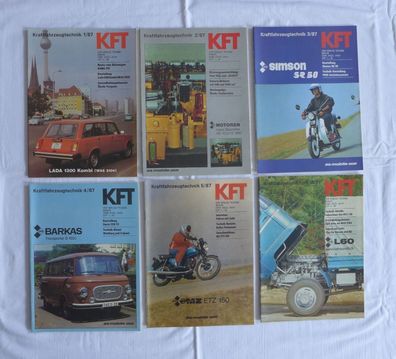 DDR Oldtimer KFT Kraftfahrzeugtechnik 1 -12 / 1987, B1000, SR80, GS80, Lada, MZ, L60