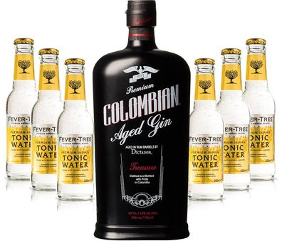 Gin Tonic Set - Dictador Colombian Aged Gin Black 0,7l 700ml (43% Vol) + 6x Fev