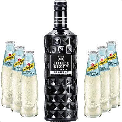 Three Sixty Vodka Lemon Set - Three Sixty Black 42 Vodka 0,7l 700ml (42% Vol) +
