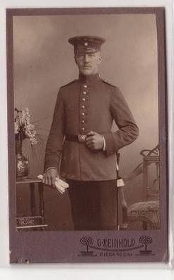 50913 Militär Foto Soldat Riesa Sachsen mit Bajonett und Portepee um 1910