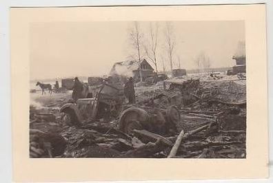 50686 Militär Foto Russland Zerstörungen Fahrzeuge 2. Weltkrieg