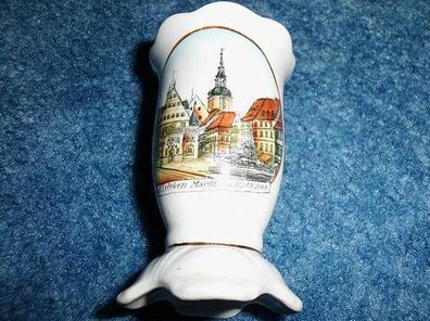 kleine alte Vase-Andenkenporzellan aus Eisleben-Markt und Rathaus