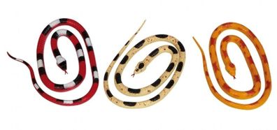 3 Schlangen 95cm, rot + beige + orange Schlange Spieltiere Kriechtiere Reptil Tiere