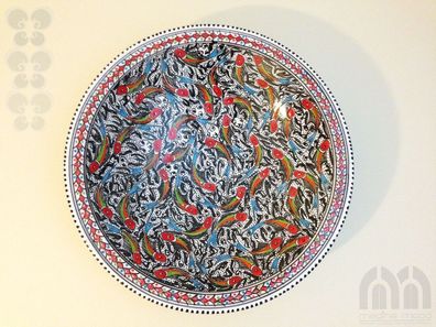 XXL Schale Keramik Ø 41 cm handbemalt, Obstschale, Deko, orientalisch, Handarbeit