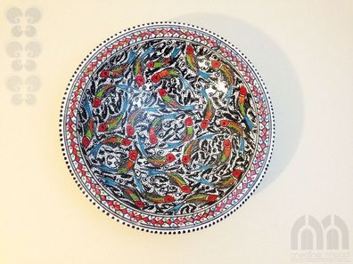 XL Schale Keramik Ø 32 cm handbemalt, Obstschale, Deko, orientalisch, Handarbeit